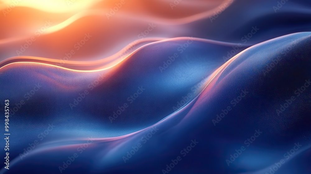 Obraz premium An abstract background with smooth blue and turquoise lines highlights high-tech design.