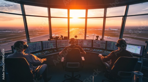 Air Traffic Control at Sunset