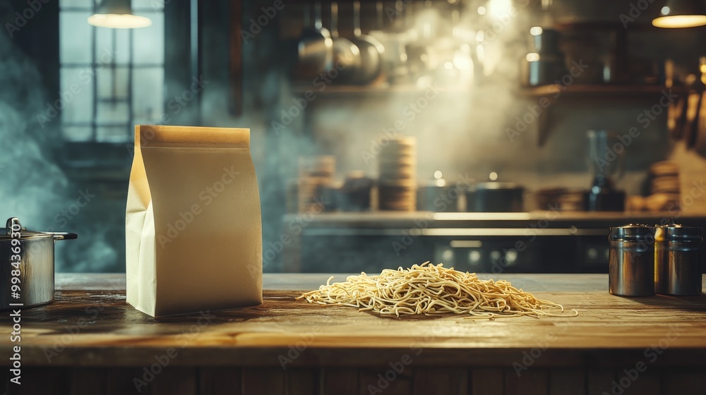 Minimalist background design for food packaging mockups, featuring isolated noodle containers and blank vector templates in clean, white renderings.
