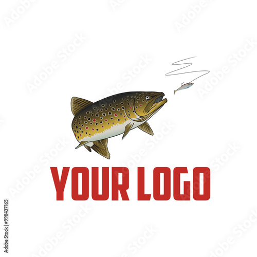 vector logo brown trout fishing