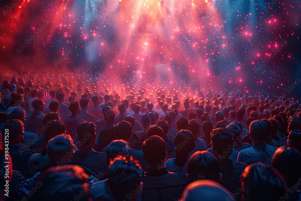 concert taking place in the metaverse, with a virtual stage