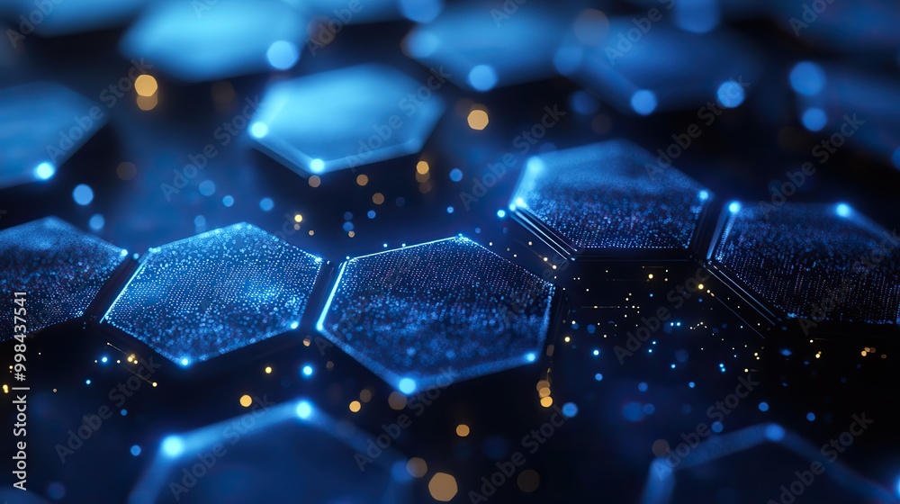 Fototapeta premium An abstract blue hexagonal technology background.
