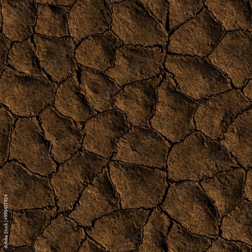 Dry cracked mud, dry caked brown mud