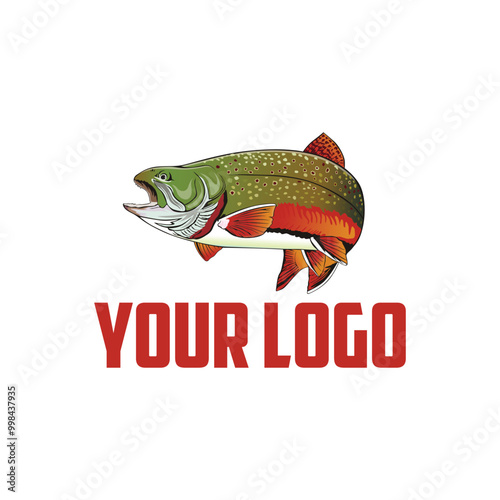 vector logo brown trout fishing