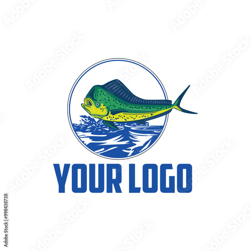 vector logo jump mahi-mahi sport fishing
