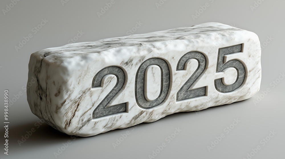 Obraz premium Carved marble 2025 numbers with elegant veining