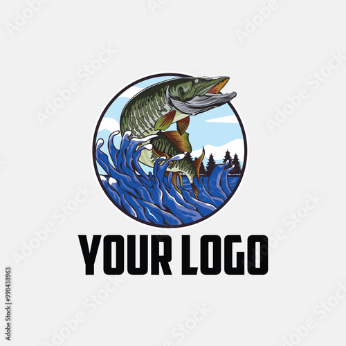 vector logo musky fishing