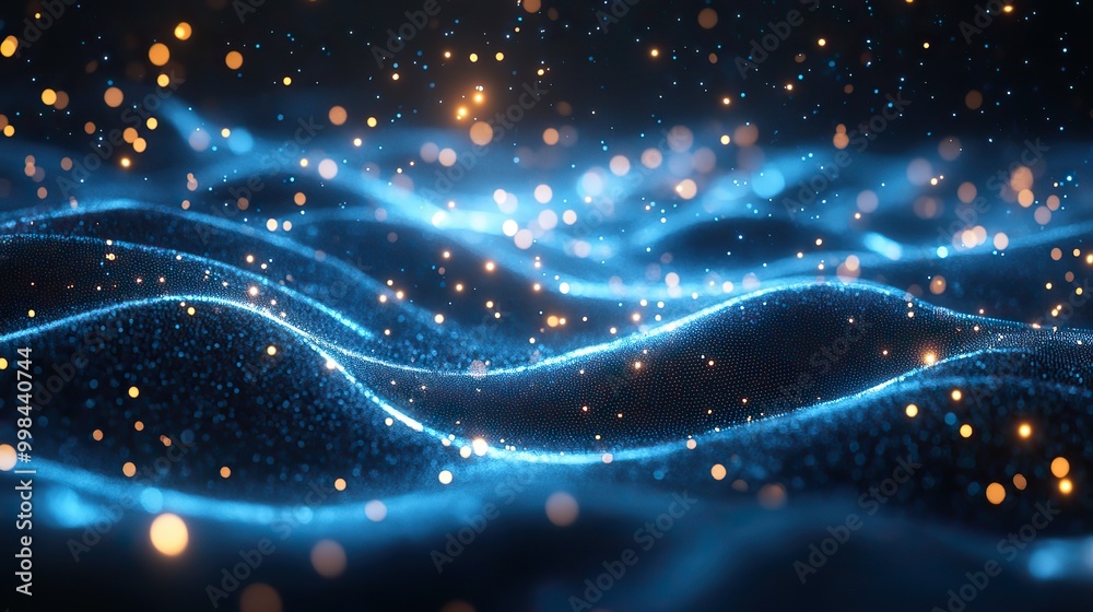 Fototapeta premium An abstract cyan technology background featuring network connections and glowing particles.