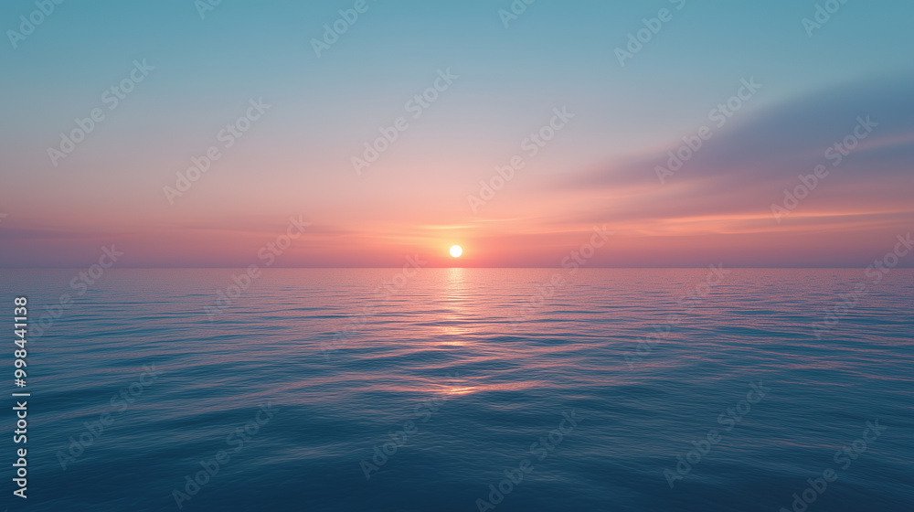 serene sunset over calm ocean, with soft pastel colors reflecting on waters surface, creating tranquil atmosphere. serene sunset over calm ocean, with soft pastel colors reflecting on waters surface, creating tranquil atmosphere.