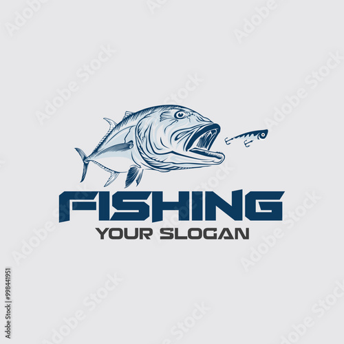 vector logo giant travelly fishing