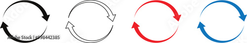 set of rotate arrow symbol. outline rotate arrow vector illustration.