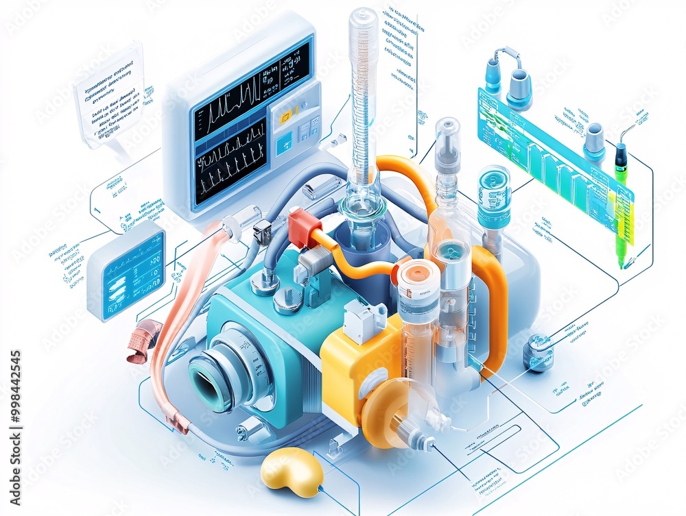 © PLE.POD - Isometric Illustration of a Medical Ventilator © PLE.POD - Isometric Illustration of a Medical Ventilator
