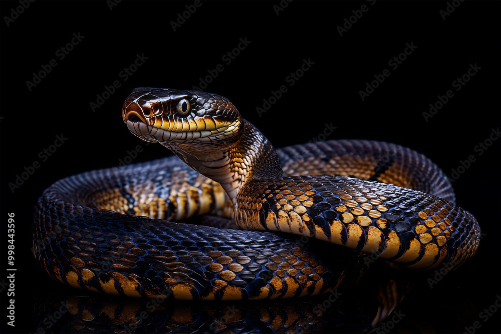 snake reptile looking on black background snake reptile looking on black background