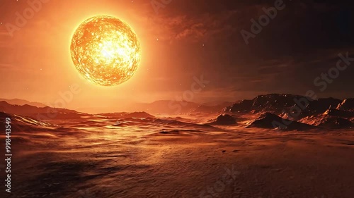A Giant Sun Over a Desert Planet