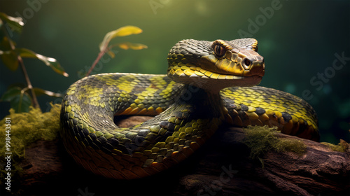 snake reptile looking on nature background