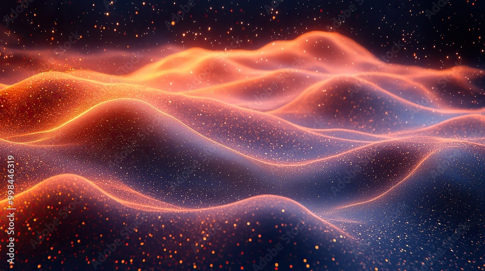 An abstract digital wallpaper featuring background waves and particles, designed for futuristic technology and illustrative art. An abstract digital wallpaper featuring background waves and particles, designed for futuristic technology and illustrative art.