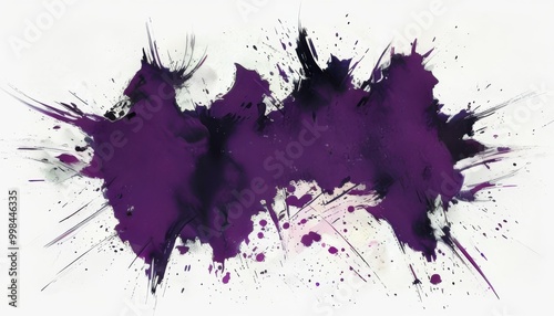 Blotches of purple paint on white background, creative simple background for a title or advertisement