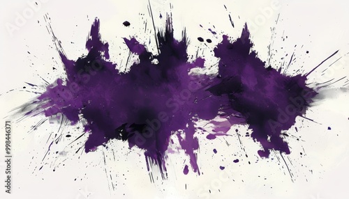 Blotches of purple paint on white background, creative simple background for a title or advertisement