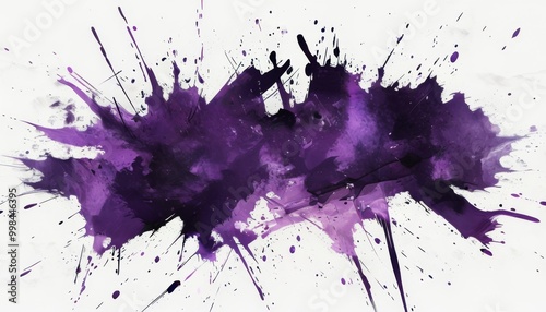 Blotches of purple paint on white background, creative simple background for a title or advertisement