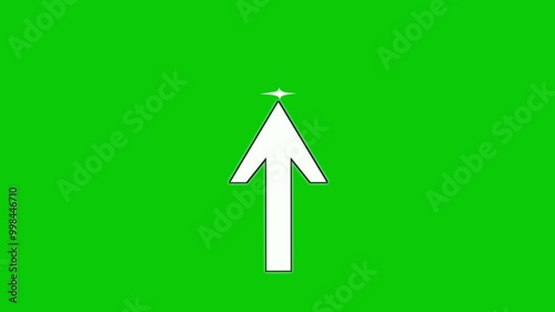 Arrow pointing up green screen background