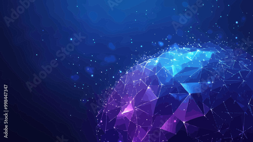 Abstract Low Poly Football Championship Background in Blue and Purple Polygonal Vector Illustration Inspired by Starry Sky and Space for Sports-themed Graphics