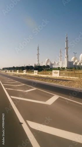 Roadside Perspective of Sheikh Zayed Grand Mosque in Abu Dhabi