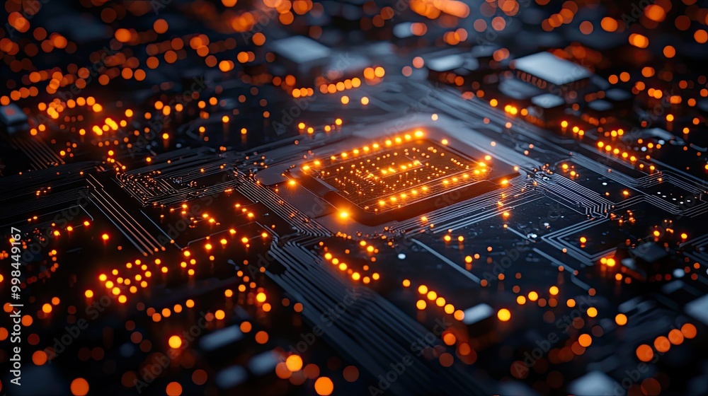 An abstract high-tech circuit board illustration, representing advanced computer digital technology concepts.