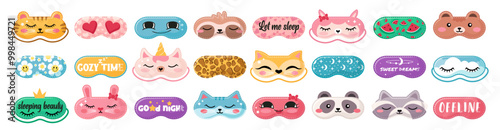 Masks for dreaming. Night mask with cute faces