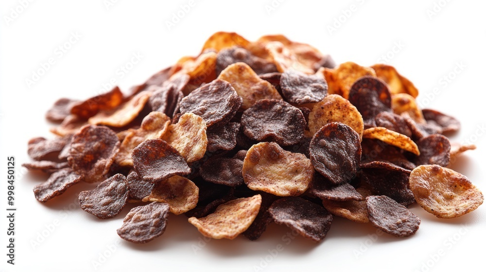 Crispy snacks with varied textures create a inviting display on a clean surface Crispy snacks with varied textures create a inviting display on a clean surface