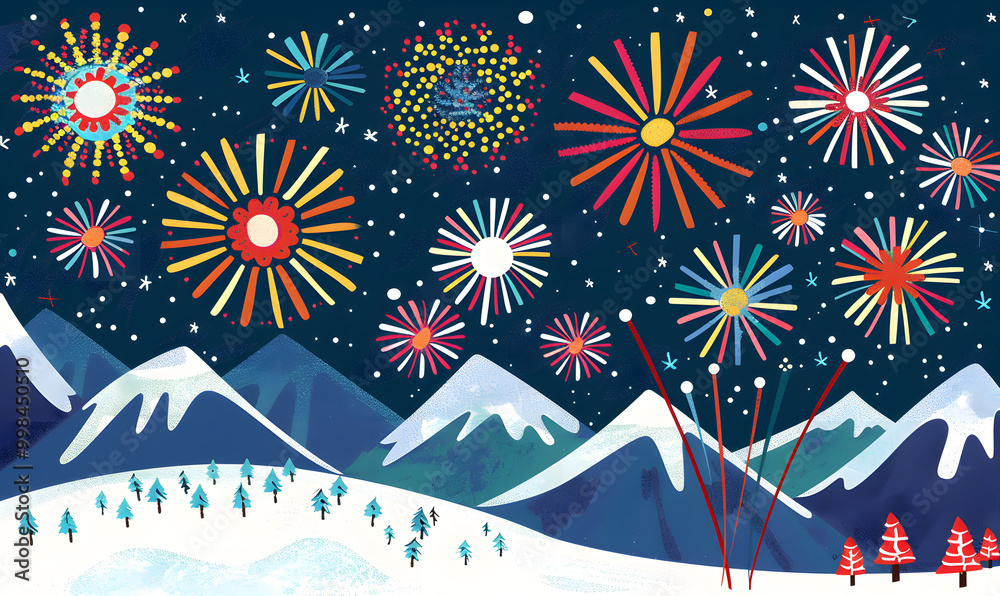 Obraz premium New Year and Christmas graphic advertising background