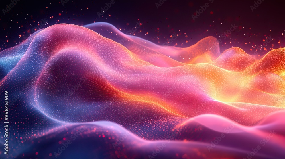 Fototapeta premium An abstract technology background visualizing fabric waves, creating a soft, flowing digital effect.