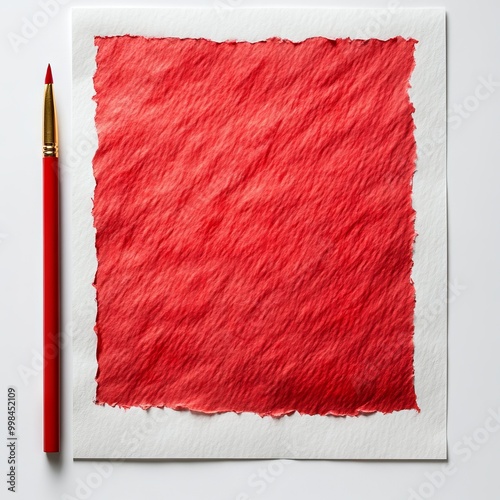 red paper with pencil photo