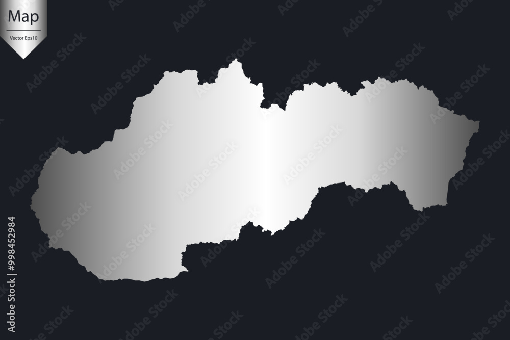 Fototapeta premium Abstract - High Detailed Silver Map of Slovakia. Vector illustration eps10. 