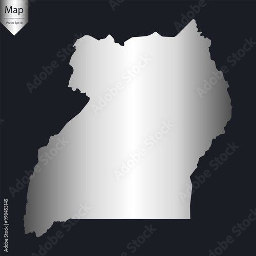 Abstract - High Detailed Silver Map of Uganda. Vector illustration eps10. 