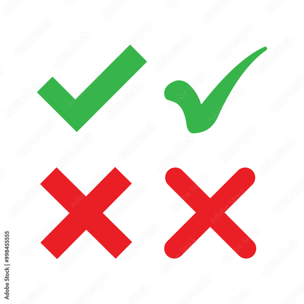 Check mark and cross symbols Check mark and cross symbols