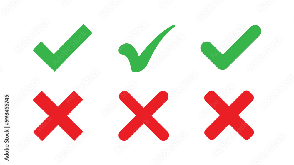 Check mark and cross symbols Check mark and cross symbols