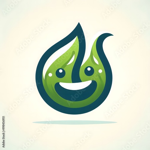 AI Generate of Happy Tea Leaf. Vector, Logo, Symbol, Abstract.