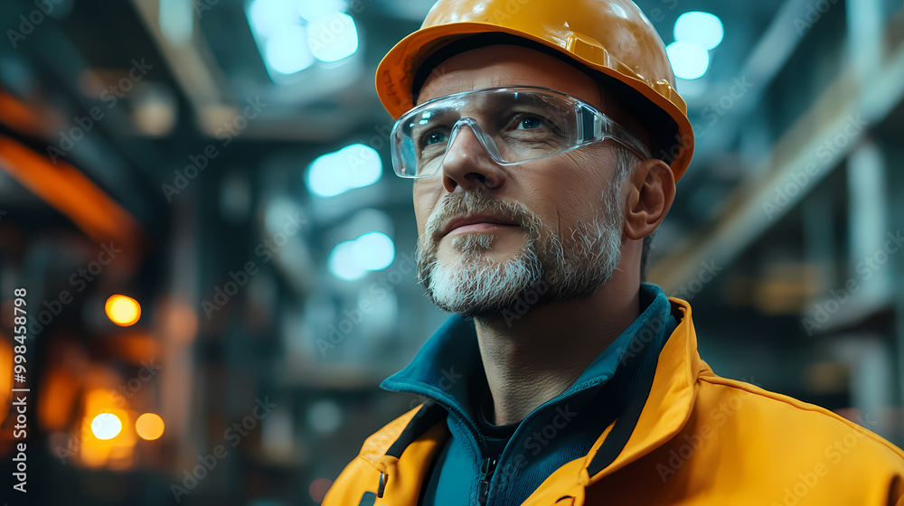 An engineer of middle age performs quality control checks at a production facility An engineer of middle age performs quality control checks at a production facility
