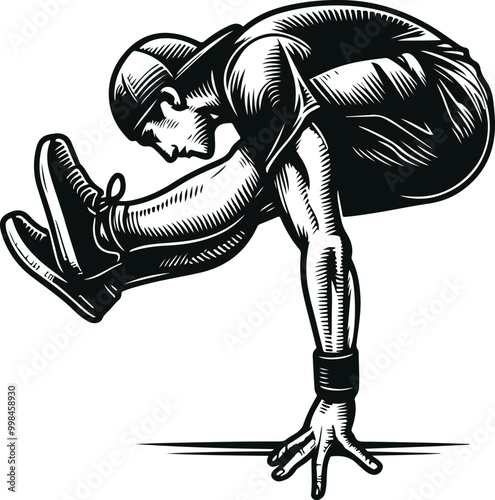 Monochrome Cosmonaut Parkour Sports Logo Concept Vector Illustration Design Silhouette Style