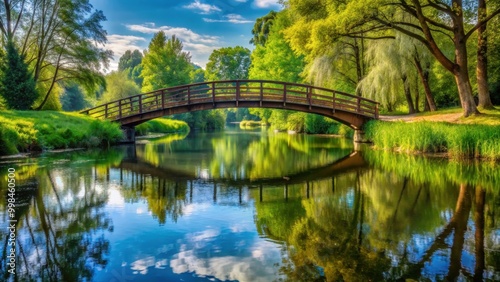 A beautiful bridge over a tranquil river in nature, bridge, river, water, scenery, peaceful, reflection, architecture