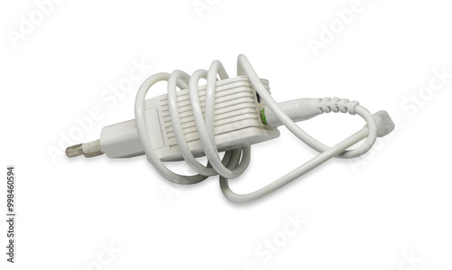 Old mobile charger white background