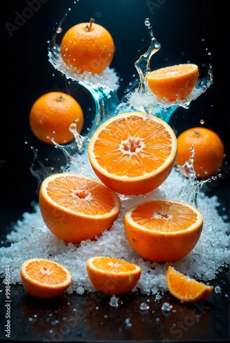 Orange fruit half and slices isolated orange fruit macro studio photo transparent png collection png format cut out fruits beautiful