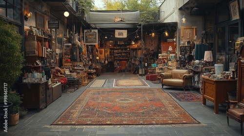 street furniture in secondhand shop with old vintage items photo