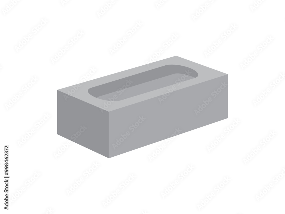 Fototapeta premium Gray Cement Cinder Block Isolated on White Background.