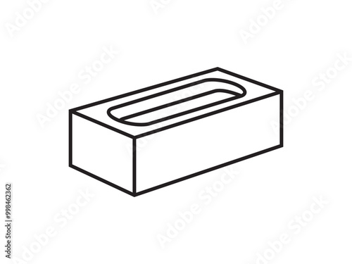 Outline cement cinder Block Isolated on White Background. Editable stroke.