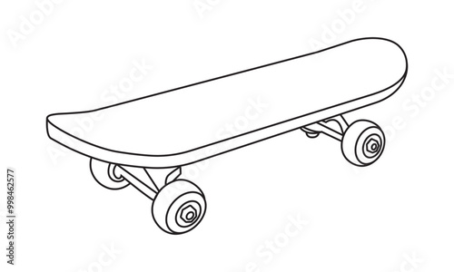 Skateboard symbol on white background. Editable stroke vector illustration EPS 10.