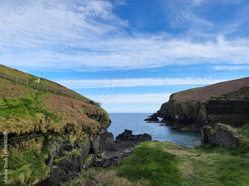 Cliffs and rocks in Ireland, vivid Irish landscape background