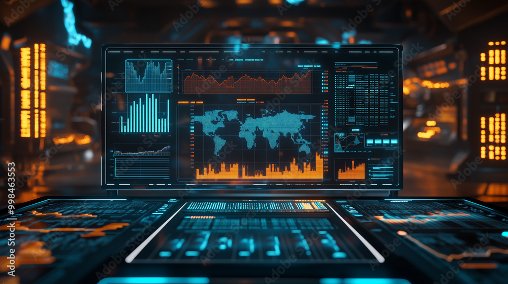 A futuristic financial dashboard showcasing real-time changes in stock indices across global markets, integrating advanced technology for seamless data visualization. A futuristic financial dashboard showcasing real-time changes in stock indices across global markets, integrating advanced technology for seamless data visualization.