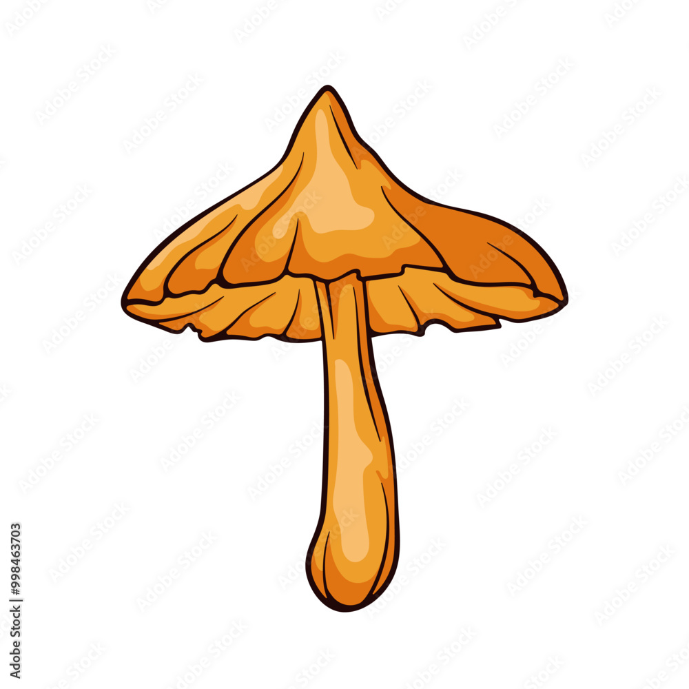 Deadly Webcap mushroom with an orange cap and stem in cartoon. Perfect for educational material, botanical design and nature theme project. Isolated on a white background. Deadly Webcap mushroom with an orange cap and stem in cartoon. Perfect for educational material, botanical design and nature theme project. Isolated on a white background.