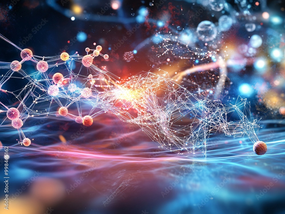 Abstract Network Structure with Glowing Lights. Abstract Network Structure with Glowing Lights.